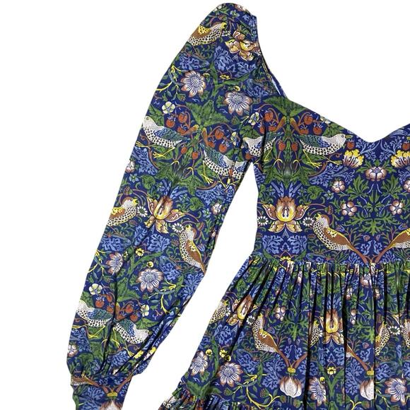 Strawberry Thief Blue Sheer Sweet Frill Dress - L - Picture 3 of 5